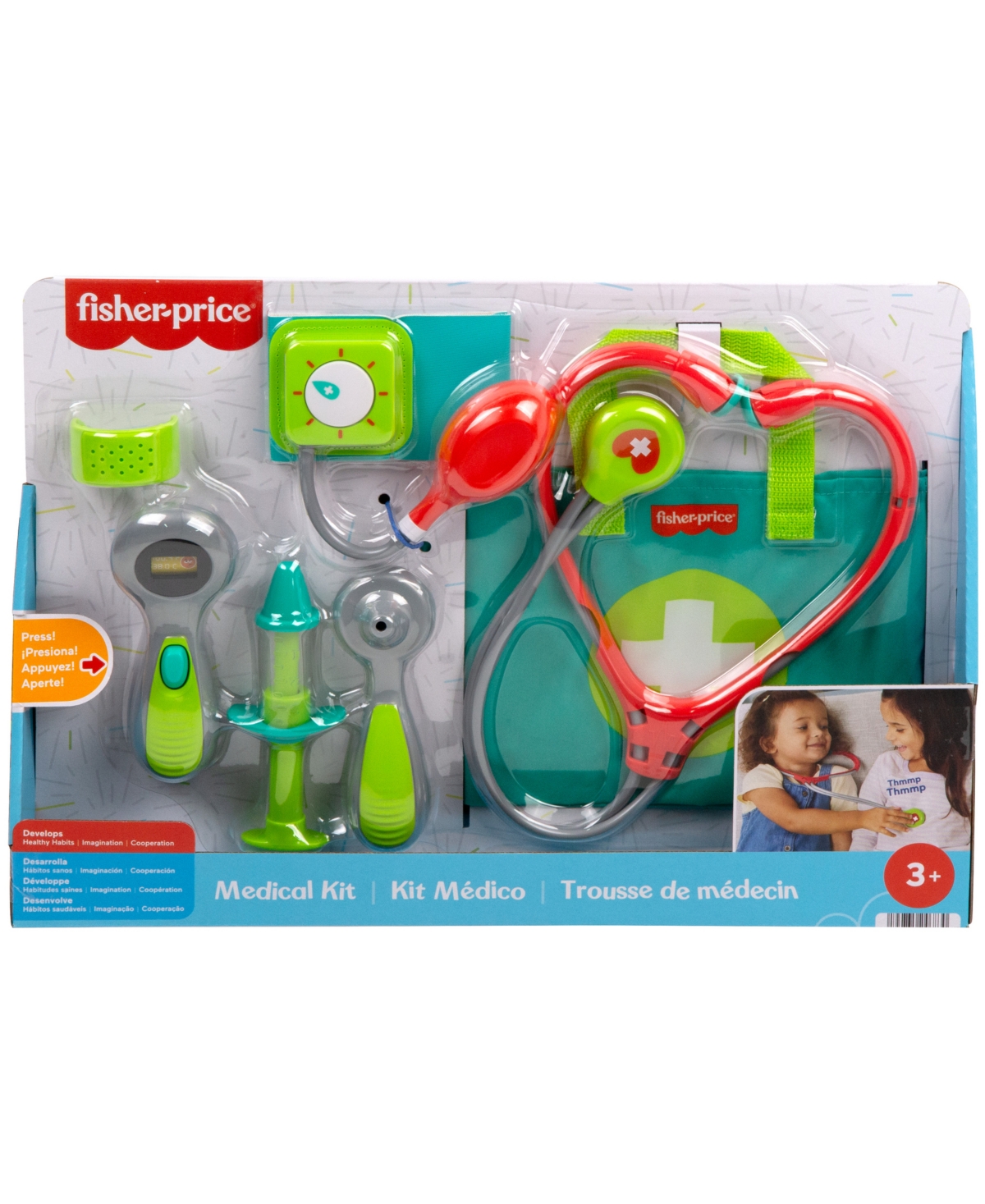 Fisher-Price Medical Kit 7-Piece Doctor Toys Preschool Pretend Play Set for Ages 3+ years