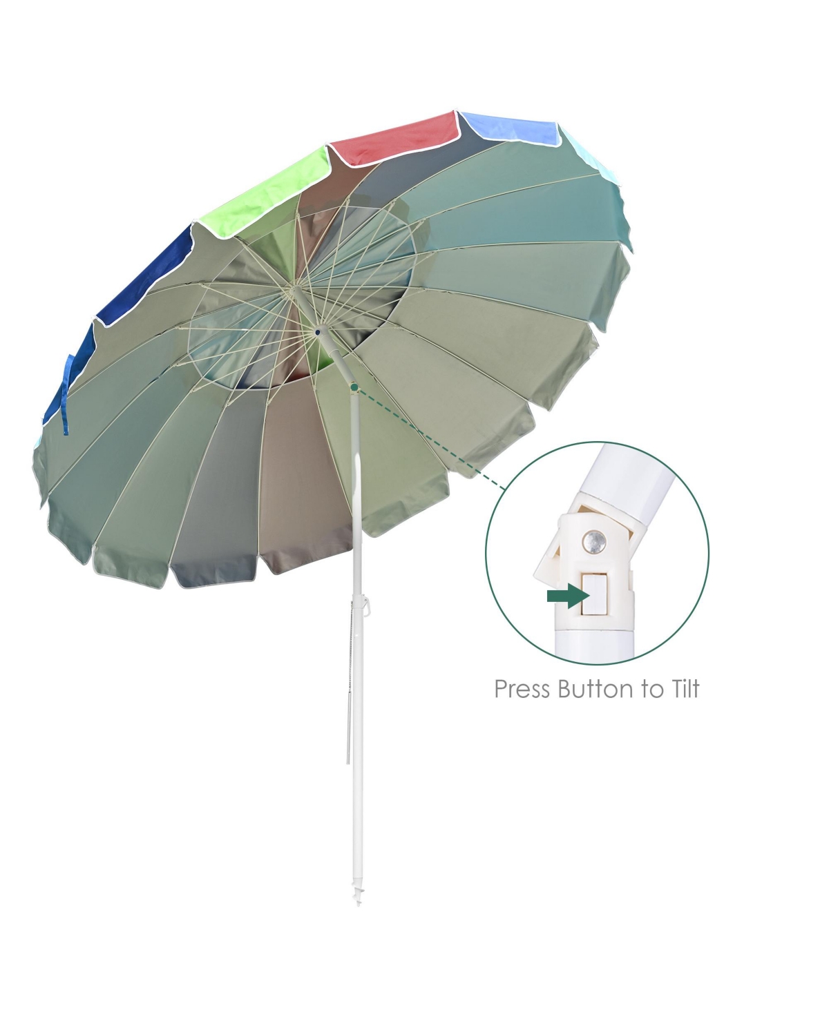 Yescom 8 Ft MetalBeach Patio Umbrella 16 Rib Tilt Market Table Sunshade 4 Pack - Rainbow