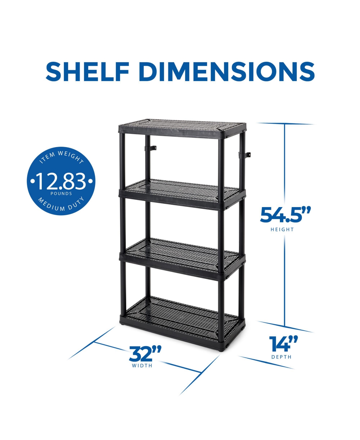 Gracious Living 4 Shelf Fixed Height Medium Duty Storage Unit,(2 Pack) - Black