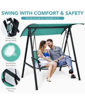 2 Person Patio Swing with Weather Resistant Glider and Adjustable Canopy