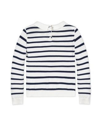 Baby Girls French Collared Keyhole Long Sleeve Sweater