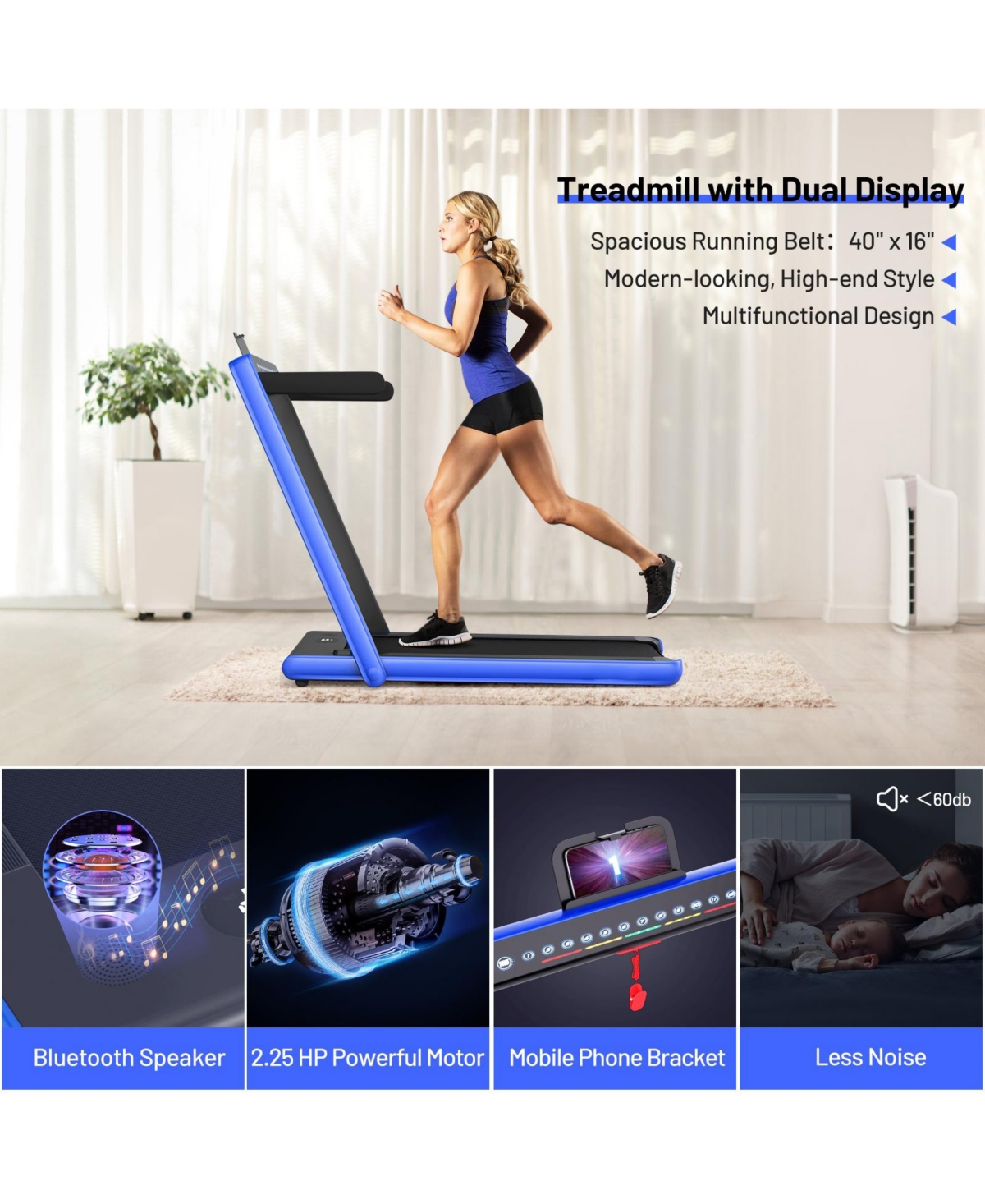 Skonyon 2.25 hp folding electric motorized treadmill 2025