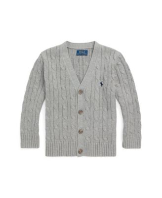 Toddler and Little Boys Cable-Knit Cotton V-Neck Cardigan Sweater