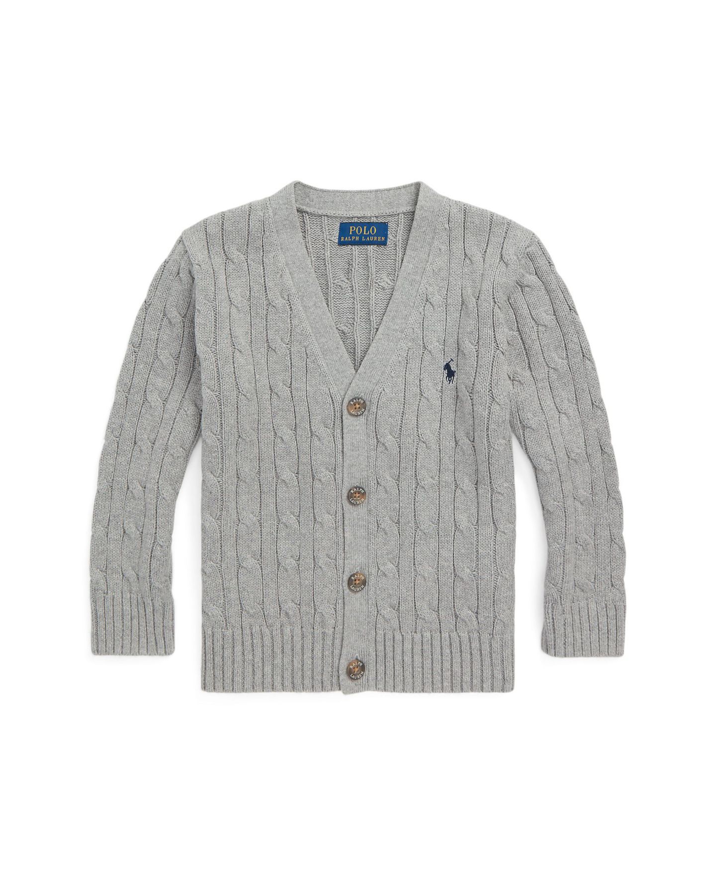 Кардиган Polo Ralph Lauren Cable-Knit Cotton V-Neck Cardigan Sweater для мальчиков, цвет: Меланжевый — фото 5