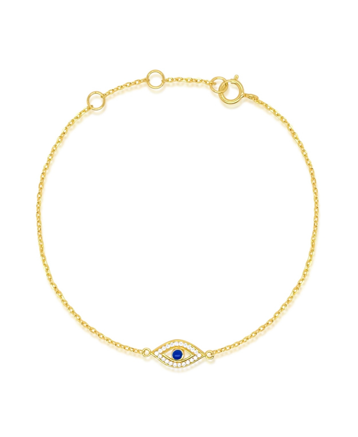 Yellow Gold Tone Cz and Created Sapphire Evil Eye Bracelet - Yellow