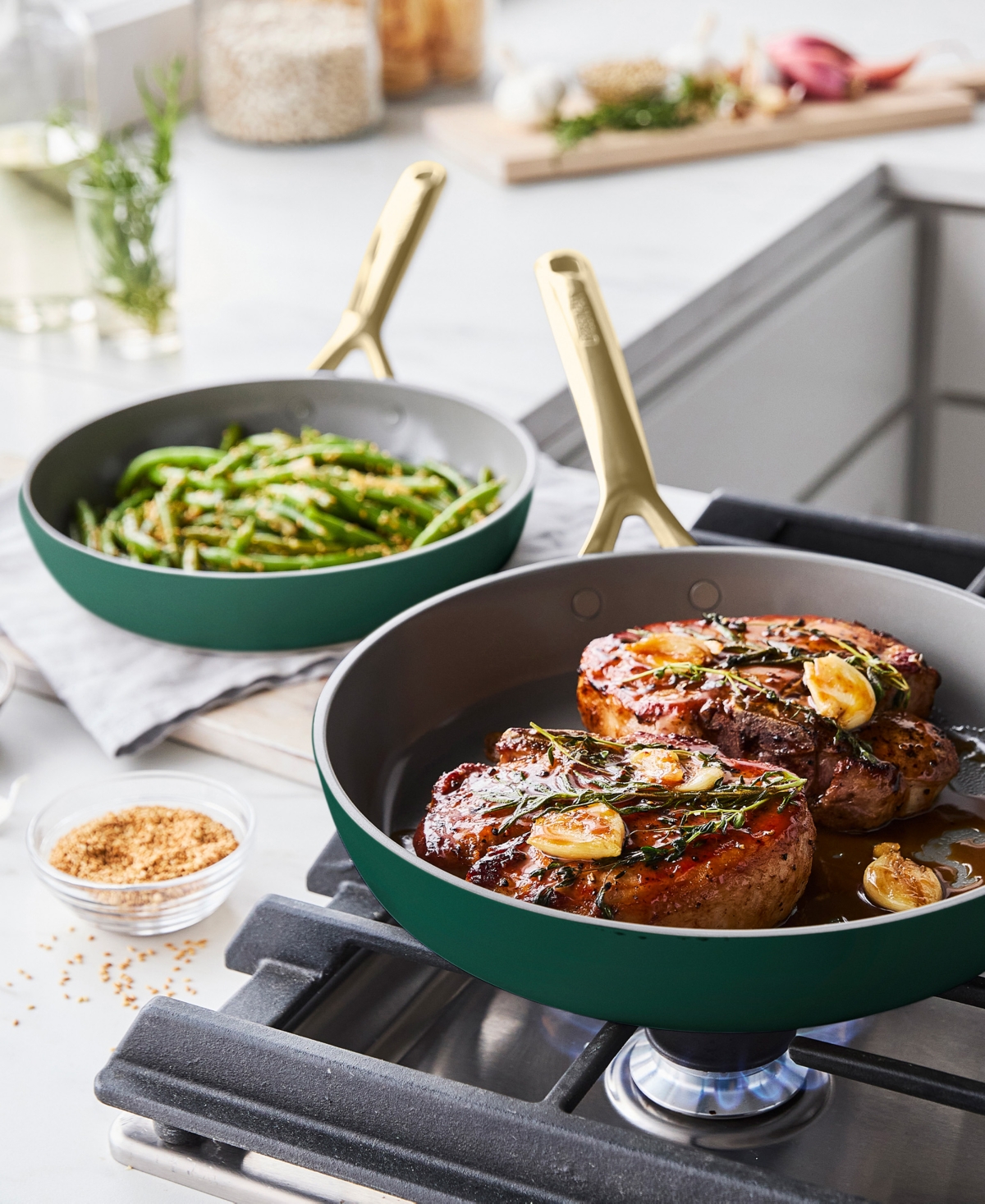 Greenpan Gp5 Champagne Healthy Ceramic Nonstick 2-pack Frypan Set In Cream