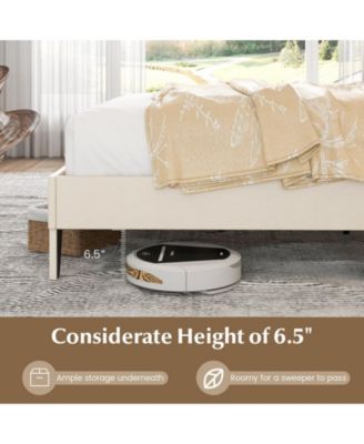 Queen Size Bed Frame with Nail Headboard and Wooden Slats