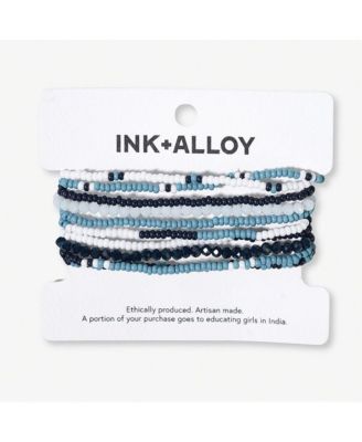 Ink Alloy Sage 10 Stranded Beaded Stackable Stretch Bracelets - Light Blue Navy 32$