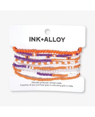 Ink Alloy Sage 10 Stranded Beaded Stackable Stretch Bracelets - Orange Purple 32$