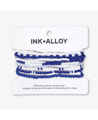 Ink Alloy Sage 10 Stranded Beaded Stackable Stretch Bracelets - Royal Blue White 32$