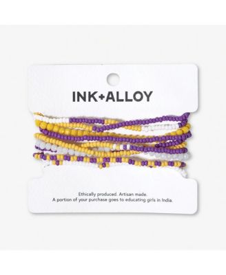 Ink Alloy Sage 10 Stranded Beaded Stackable Stretch Bracelets - Yellow Purple 32$