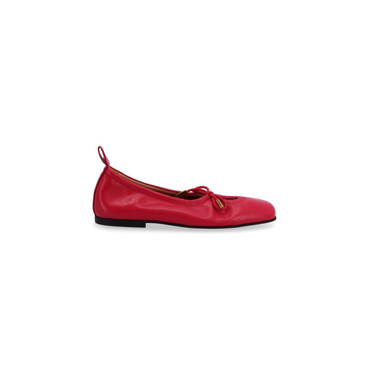 S100303-02 Rosalind Brown Leather Ballet Flats - Red