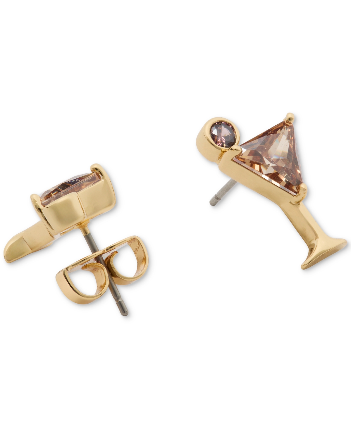 Kate Spade Gold-tone Color Cubic Zirconia Martini Stud Earrings In Champagne