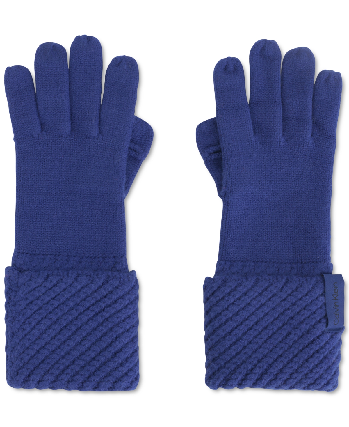 Calvin Klein Chunky Rib Knit Gloves In Heathered Almond