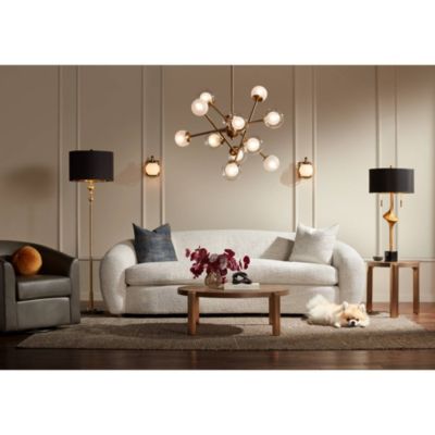 Athena Modern Buffet Table Lamp 35 1/2" Tall Sculptural Gold Leaf Black Drum Shade Bedroom Living Room Bedside Nightstand Office