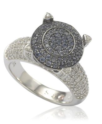 Suzy Levian Sterling Silver Cubic Zirconia Pave Center Stone Ring