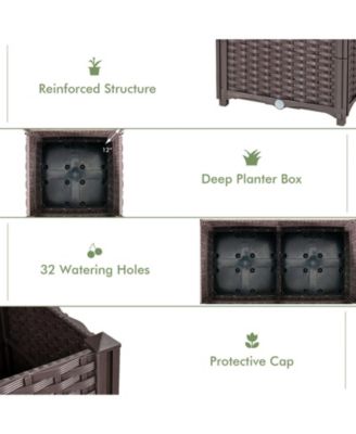 PE Rattan Raised Garden Bed with Trellis Planter Box for Climbing Plants