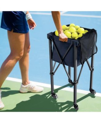 Lightweight Foldable Tennis Ball Teaching Cart with Wheels and Removable Bag