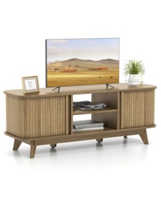 TV Stand for 55-Inch TV Media Console Table with Dual Sliding Doors