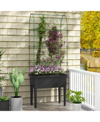 Self-watering Raised Garden Bed Elevated Planter with Climbing Trellis