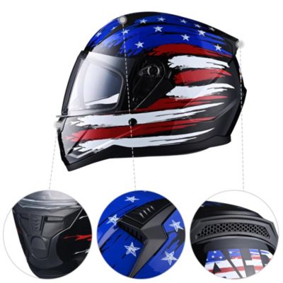 RUN-F Full Face Motorcycle Helmet Dual Visor DOT Approved L