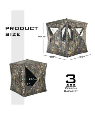3 Person Portable Pop-Up Ground Tent with Gun Ports and Carrying Bag