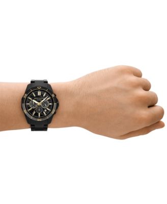 Men's Quartz Chronograph Black Stainless Steel Watch 44MM