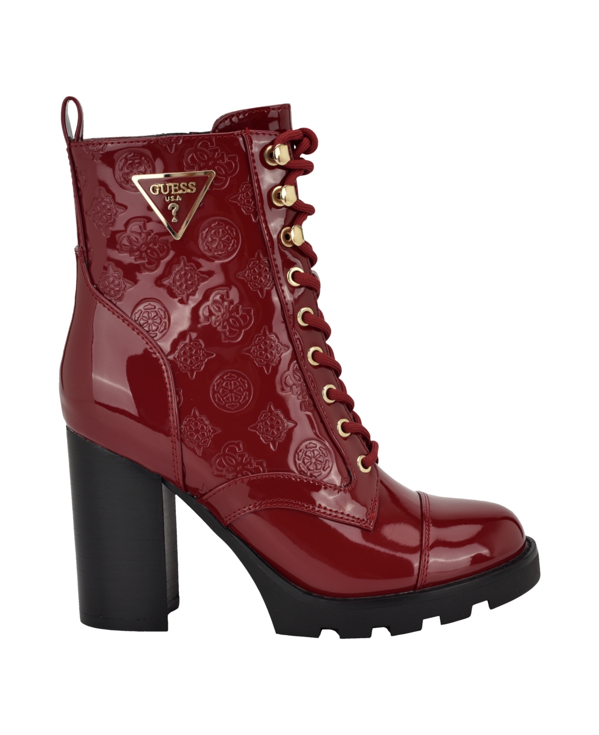 Guess Women's Neadyn Heeled Lug Sole Lace Up Hiker Booties
