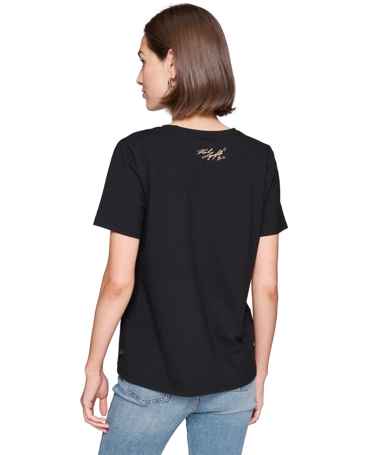 Karl Lagerfeld Paris Women's Graphic T-Shirt - Black  Gold
