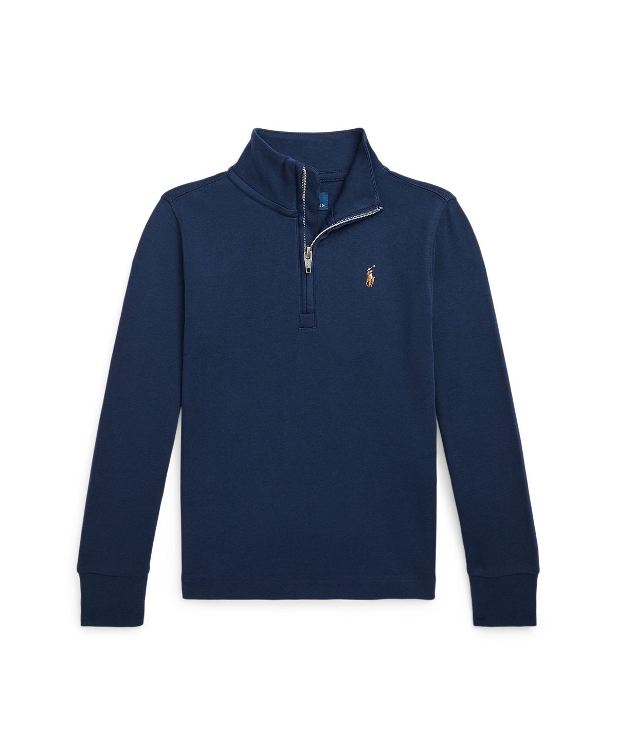 Polo Ralph Lauren Toddler And Little Boys Cotton Interlock Quarter-zip Pullover Shirt In Refined Navy