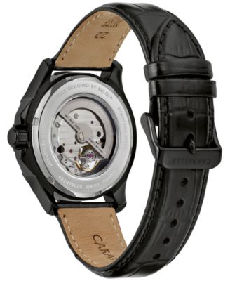 Men's Automatic Black Leather Strap Watch 42mm