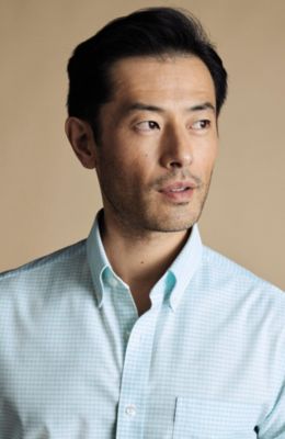 Men's Slim Fit Button-Down Collar Non-Iron Stretch Check Oxford Shirt