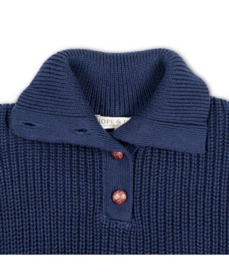 Girls Organic Spread Collar Short Sleeve Sweater