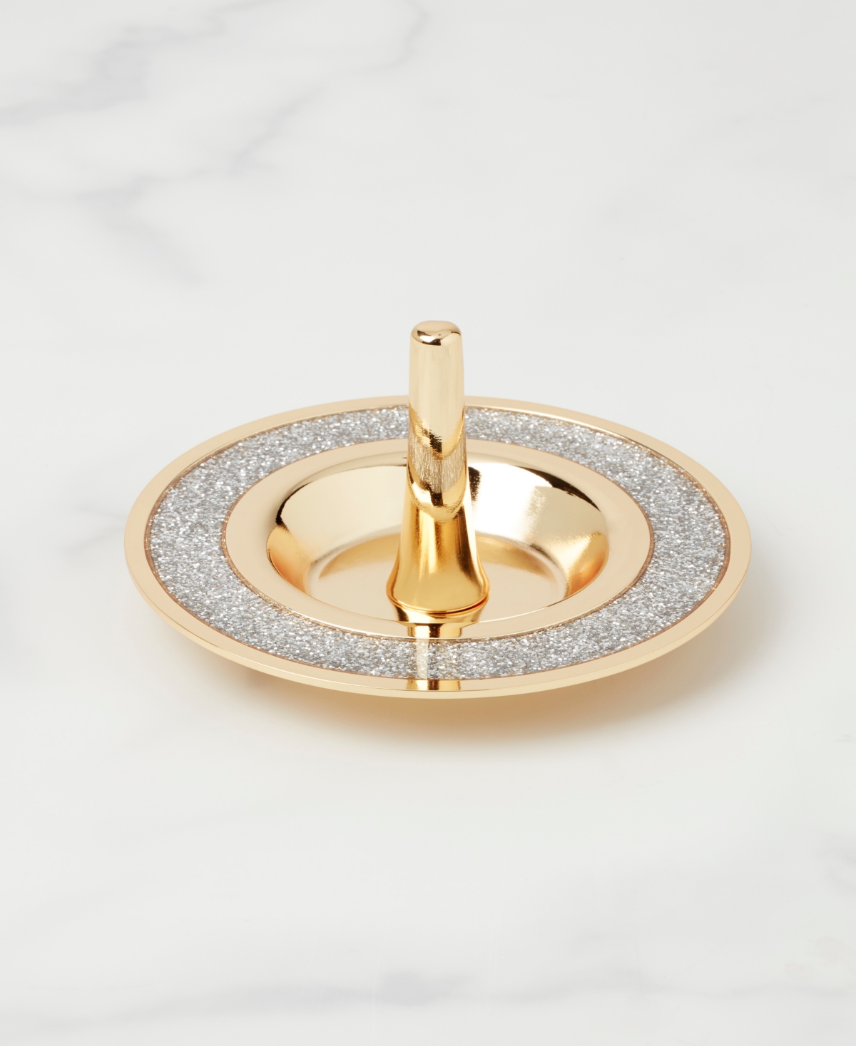 Kate Spade Sitting Pretty Pink Glitter Ring Dish In Metallic And Gold Plated