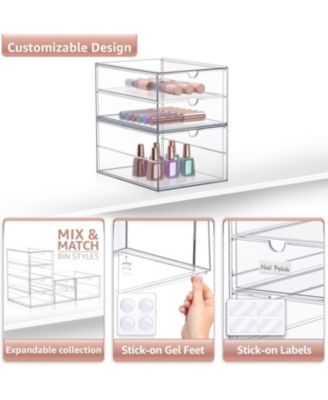 3 Drawers Acrylic Organizer for Makeup, Organization and Storage, Art Supplies, Jewelry, Stationary - 2 Pcs Clear Stackable Storage Drawers