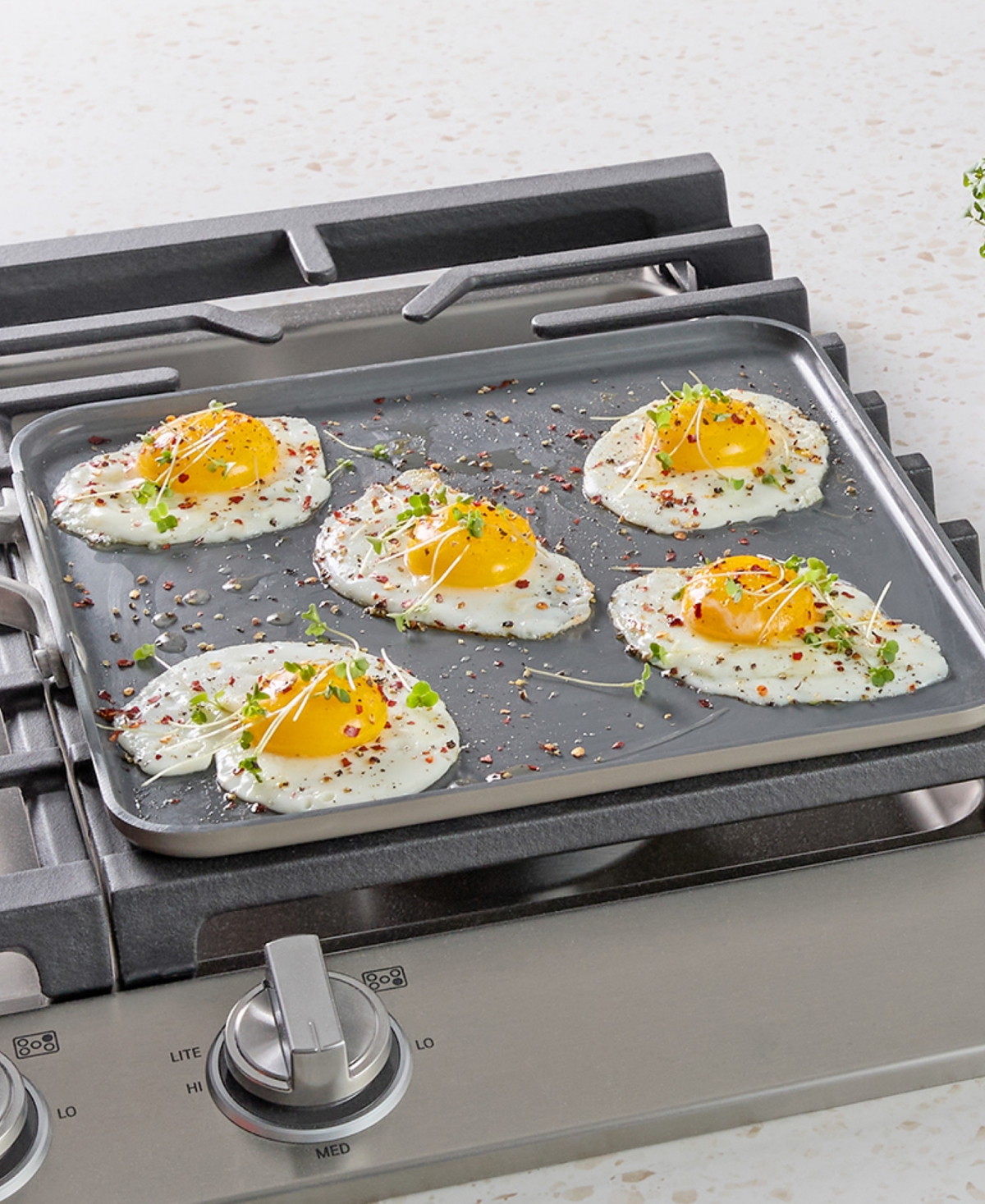 Shop Calphalon Premier Ceramic Nonstick 11" Square Griddle In Mushroom Grey