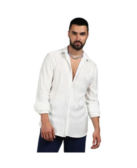 Мужская рубашка Cahoot Chalk White Pleat-Creased, цвет: Белый