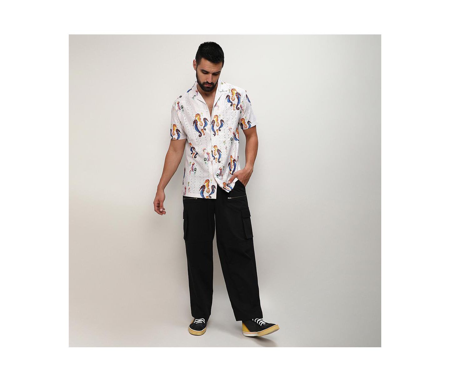 Мужская рубашка Cahoot Campus Sutra Multicolour Mesh Seahorse, цвет: Белый — фото 5