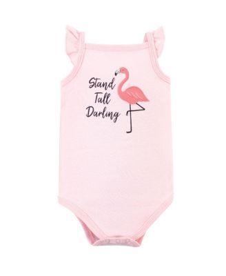 Treasure Baby Cotton Bodysuit, Pant and Shoe 3pc Set, Flamingo