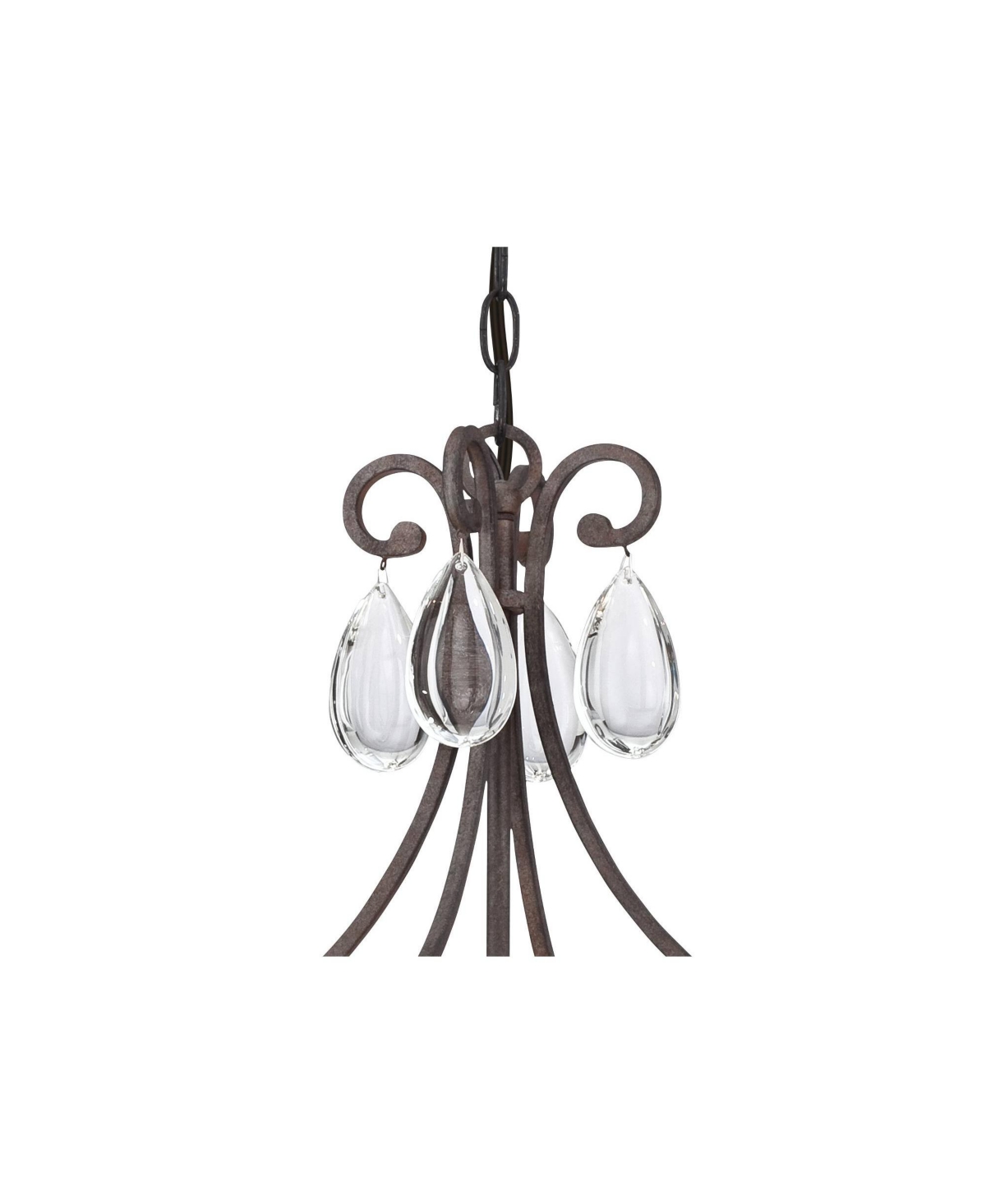 Vienna Full Spectrum Bruini Bronze Small Pendant Chandelier Wide Rustic Scroll Clear Crystal Drum Shade 4-Light Fixture for Dining Room House Foye