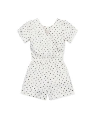 Little Girls Organic Flutter Sleeve Wrap Back Knit Romper