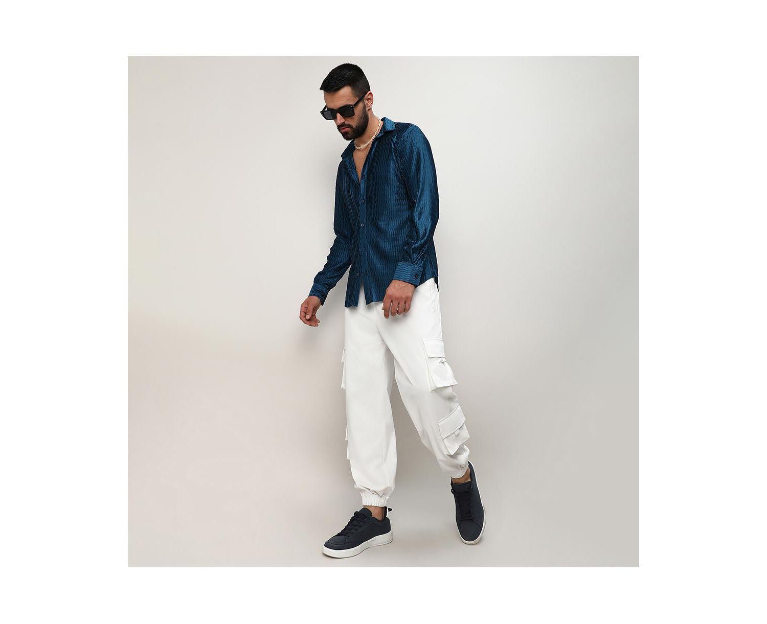Men's Aegean Blue Curly-Creased Shirt