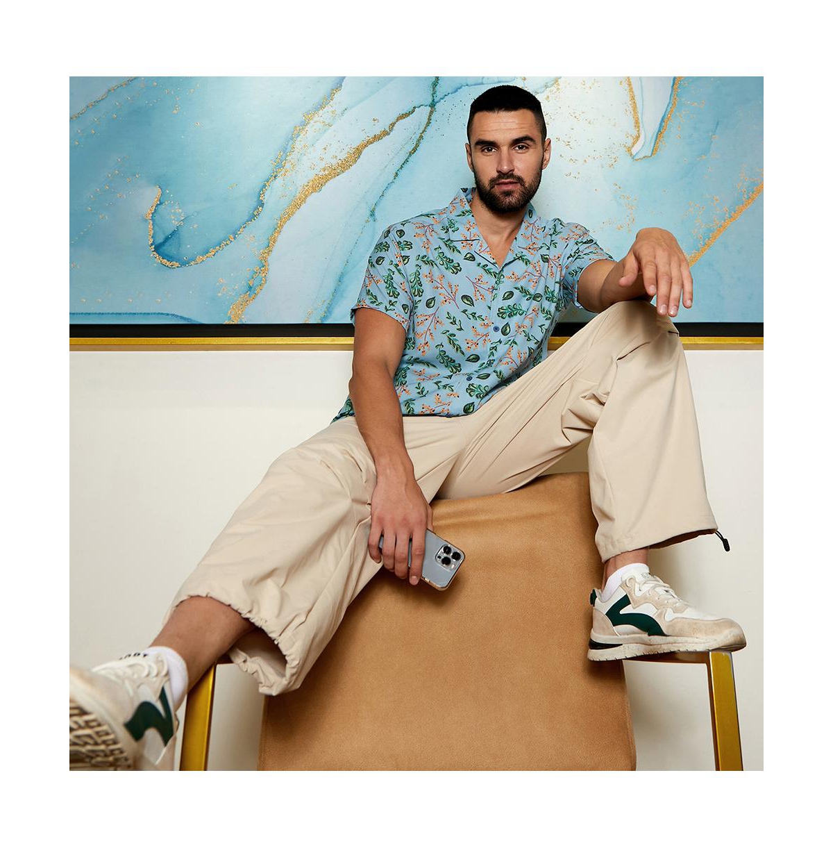 Campus Sutra Men's SkyFoliage Shirt - Blue