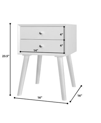 Mid-Century Wooden Multipurpose End Table with 2 Storage Drawers