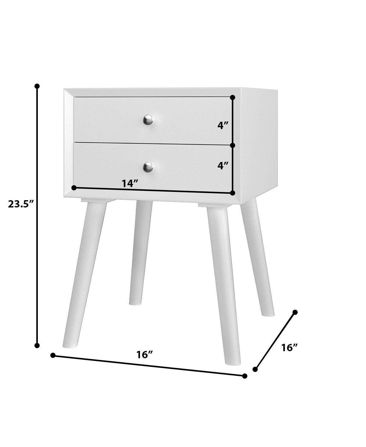 Sugift Mid-Century Wooden Multipurpose End Table with 2 Storage Drawers