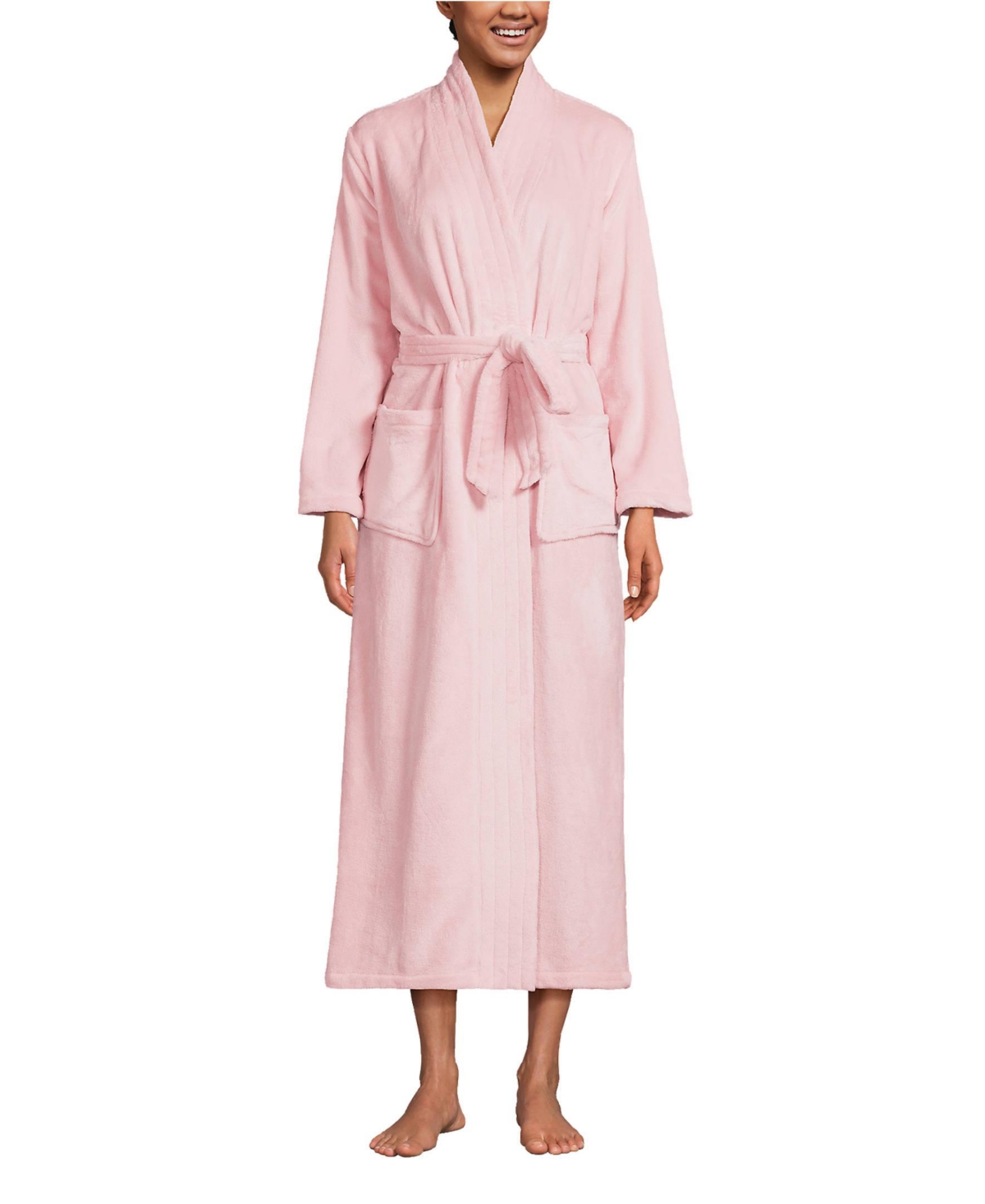 Lands' End Women's Petite Cozy Plush Long Wrap Robe