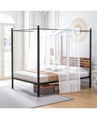 Twin Canopy Bed Frame with Under Bed Storage