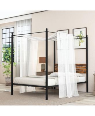 Twin Canopy Bed Frame with Under Bed Storage