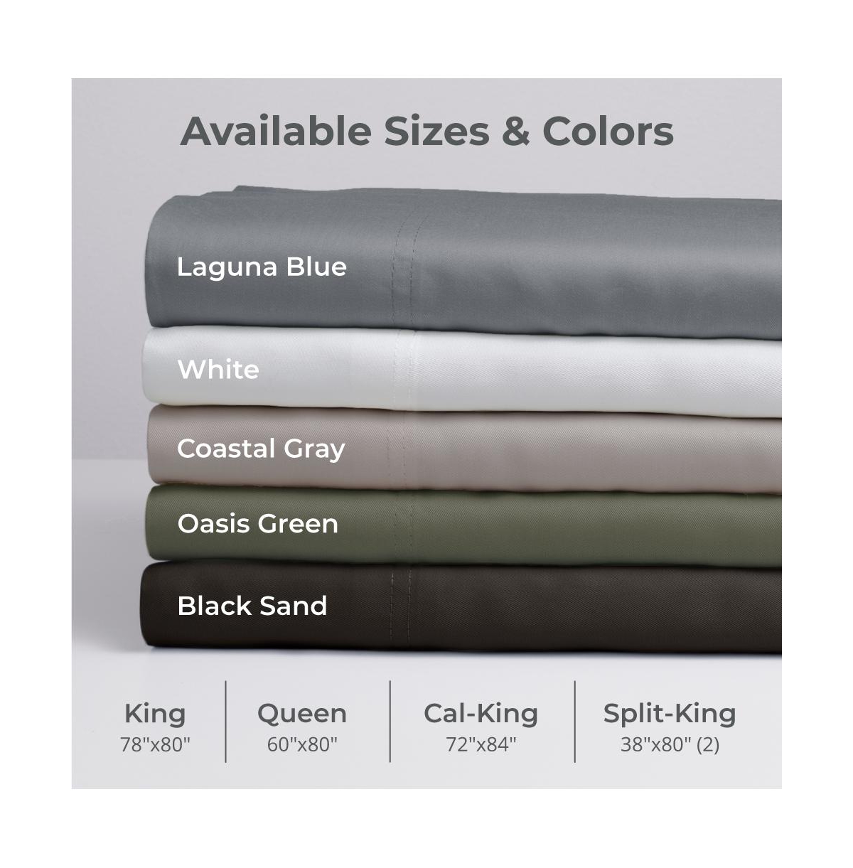 Cariloha Retreat 4-Piece Sateen Sheet Set | Oasis Green | King | Lyocell Material | Breathable, Corner Straps, Extra soft & Cooling