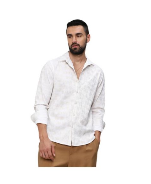 Мужская рубашка Cahoot Campus Sutra Ivory White Foil-Creased, цвет: Белый